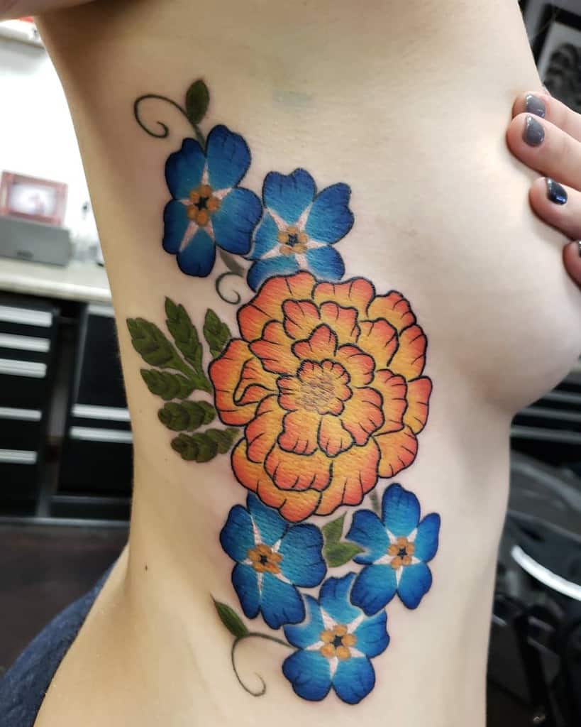 Marigold Flower Tattoo by Vanessa