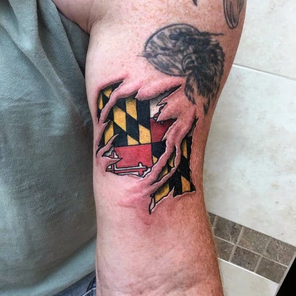 Maryland Flag Tattoos For Gentlemen