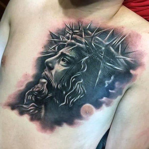 Masculine 3d Jesus Tattoos For Men On Chest
