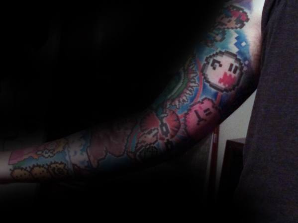 Masculine 8 Bit Full Arm Sleeve Tattoo Designs For Guys