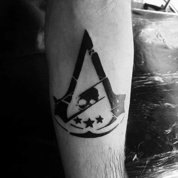 Masculine Assassins Creed Tattoo Logo Ideas For Guys