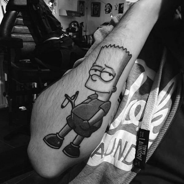 Masculine Bart Simpson Outer Forearm Tattoos For Men