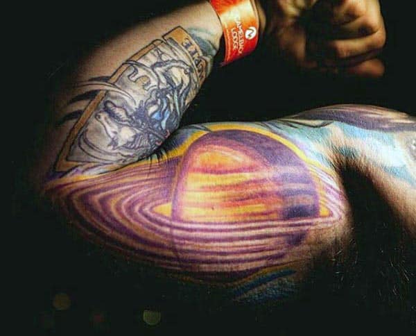 Masculine Bicep Tattoo For Men Outer Space