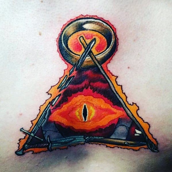 Masculine Chest Eye Of Sauron Lord Of The Rings Tattoos For Men