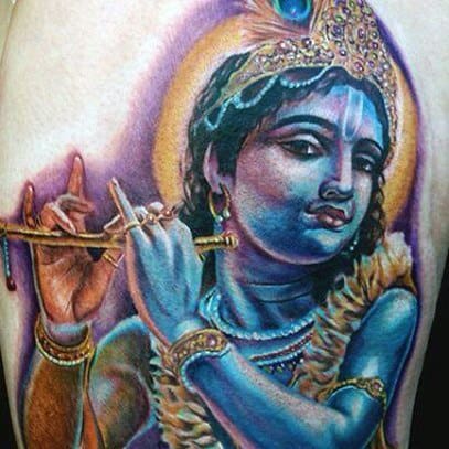 Masculine Chest Krishna Tattoos For Men