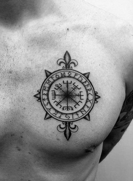 masculine-chest-runic-small-compass-tattoos-for-men