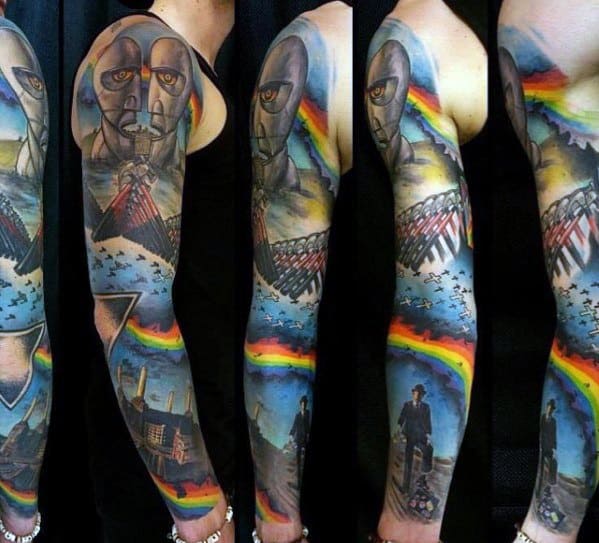 Masculine Dark Side Of The Moon Tattoos For Men Full Arm Sleeve