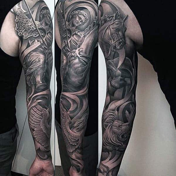 Masculine Extreme Full Sleeve Mens Tattoo Ideas