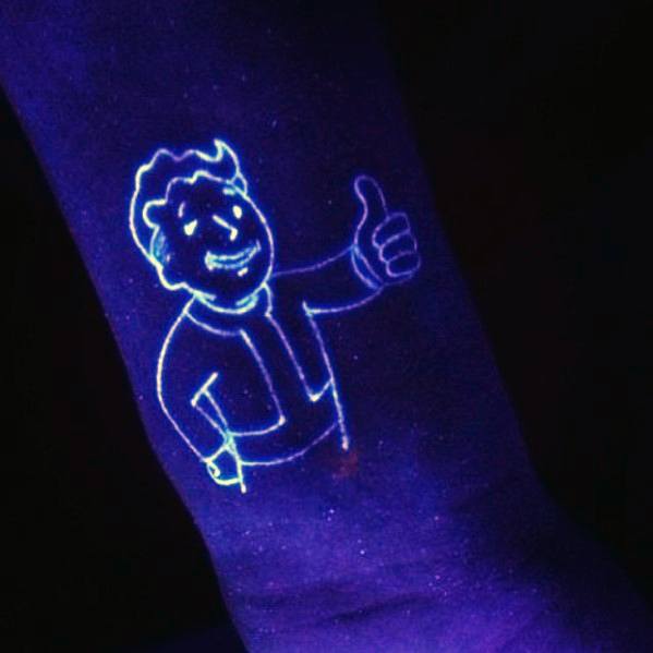 Masculine Fallout Glow In The Dark Uv Inner Forearm Tattoos For Men