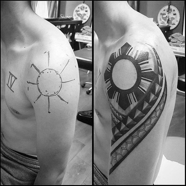 Masculine Filipino Sun Tattoos For Men