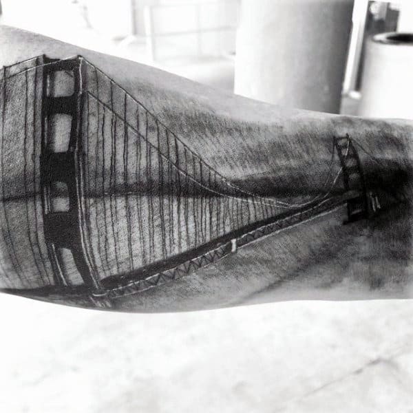 Masculine Golden Gate Bridge Tattoo Ideas For Guys On Forearm