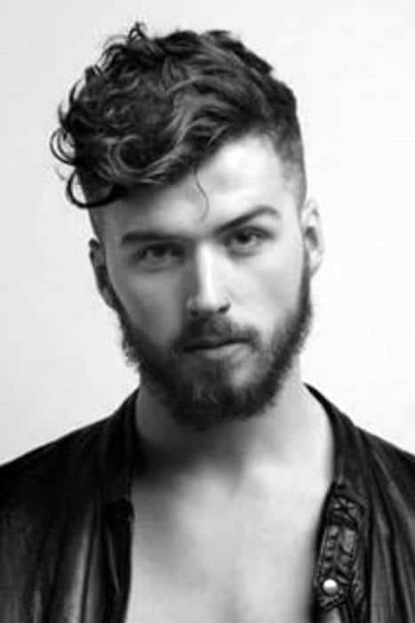 Masculine Guys Curly Fade Hairstyle Thick