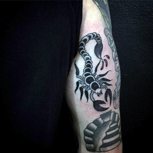 Masculine Guys Forearm Scorpion Tattoos