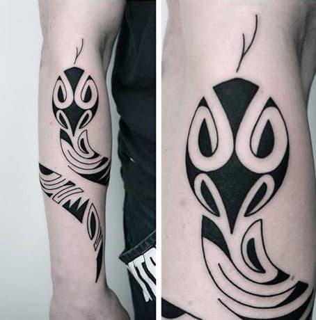 Masculine Guys Simple Tribal Snake Forearm Tattoo Designs
