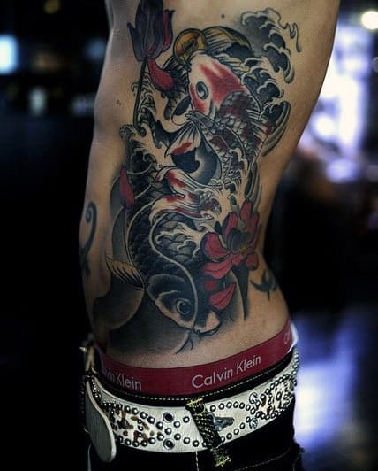 masculine-koi-fish-rib-cage-side-tattoos
