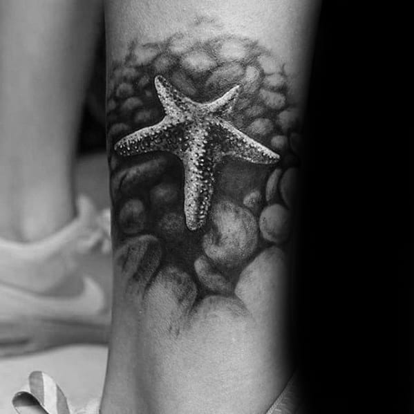 Masculine Leg Starfish Tattoos For Men
