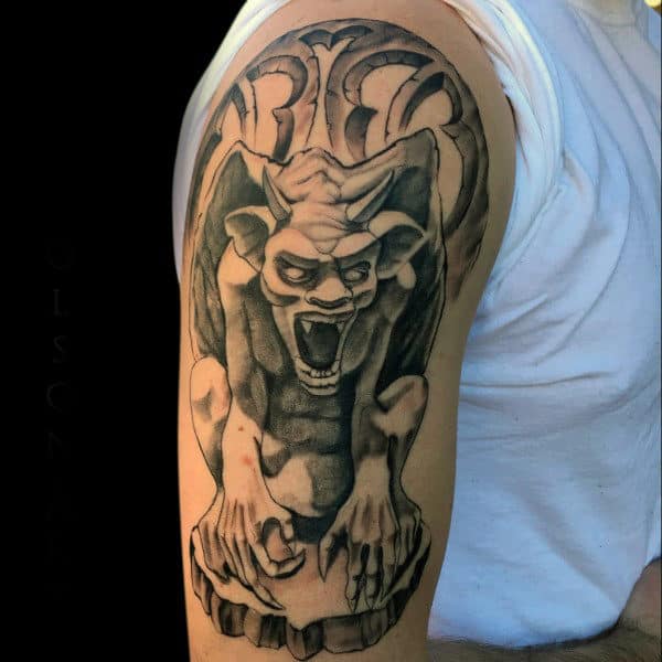 Masculine Male Gargoyle Arm Tattoo Design Ideas