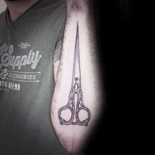 Masculine Male Scissor Outer Forearm Tattoos