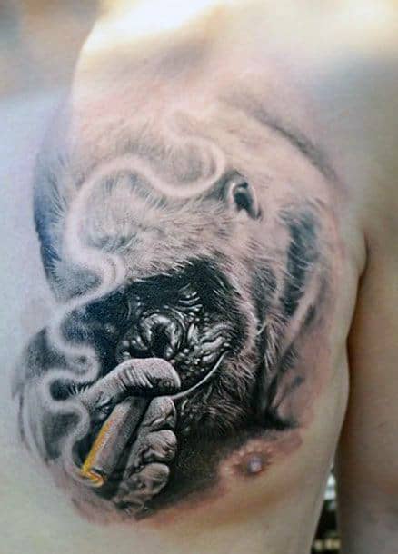 Masculine Male Smoked Tattoos On Chest