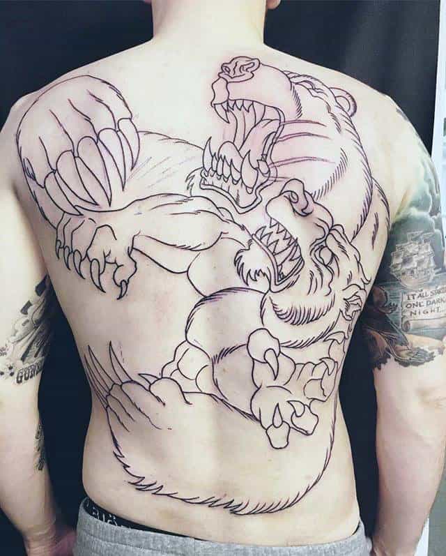 Masculine Mens Full Back Bear Claw Tattoo Inspiration