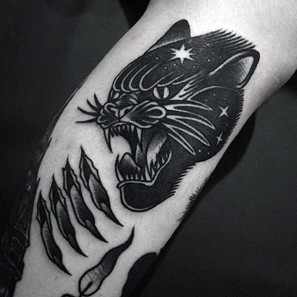 Masculine Mens Panther Paw Tattoo On Arm