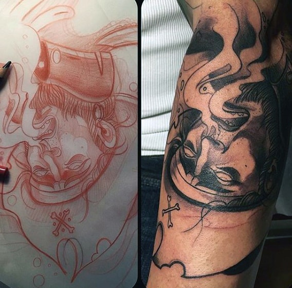 Masculine Men's Pirate Face Tattoos