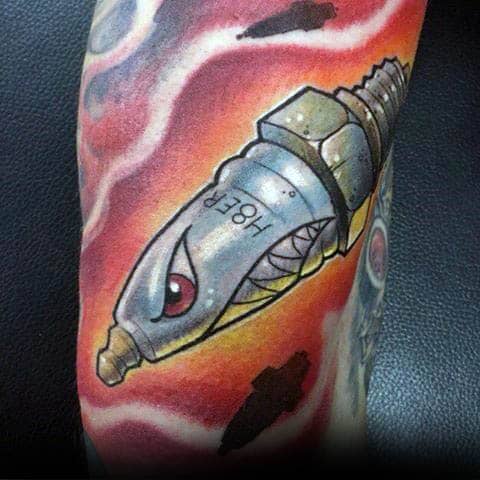 Traditional color spark plug tattoo Gary Dunn Art Junkies Tattoo by Gary  Dunn TattooNOW
