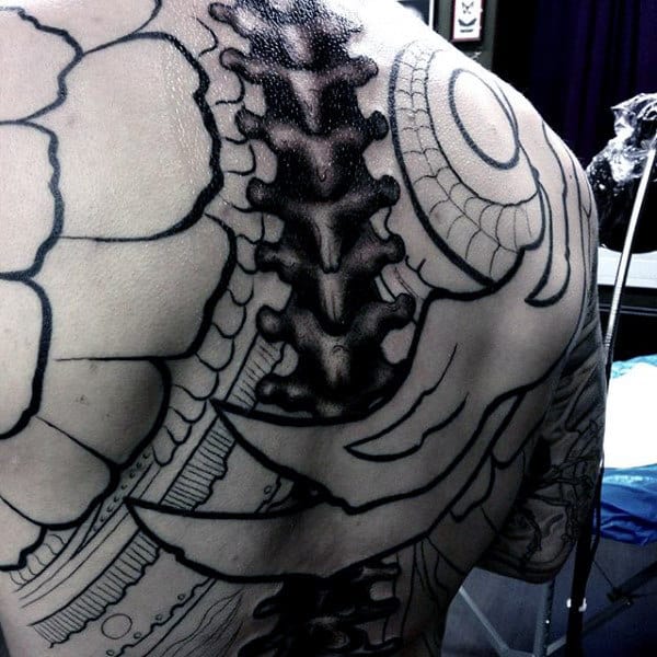 Masculine Mens Spine Tattoo Design Ideas On Back