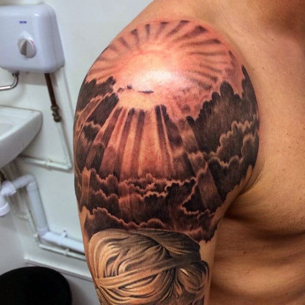 Masculine Mens Sun Tattoos Sleeve