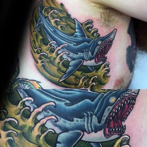 Masculine Neo Traditional Shark Tattoos For Men
