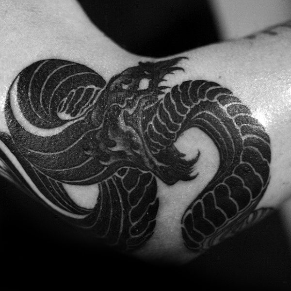 Masculine Ouroboros Black Ink Snake Mens Arm Tattoo Ideas