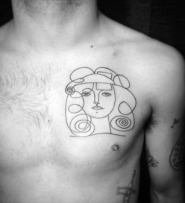 Masculine Pablo Picasso Tattoos For Men On Upper Chest