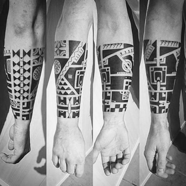 Masculine Polynesian Mens Tribal Forearm Tattoos