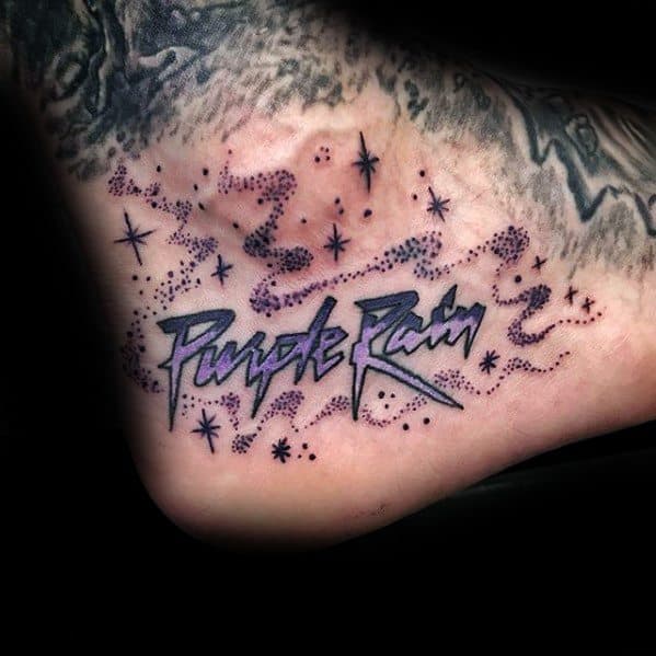 Masculine Prince Purple Rain Foot Tattoos For Men