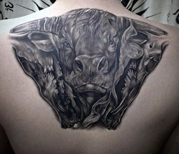 Masculine Raging Bull Tattoos For Men On Back
