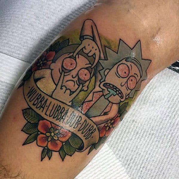 Masculine Rick And Morty Tattoos For Men On Leg