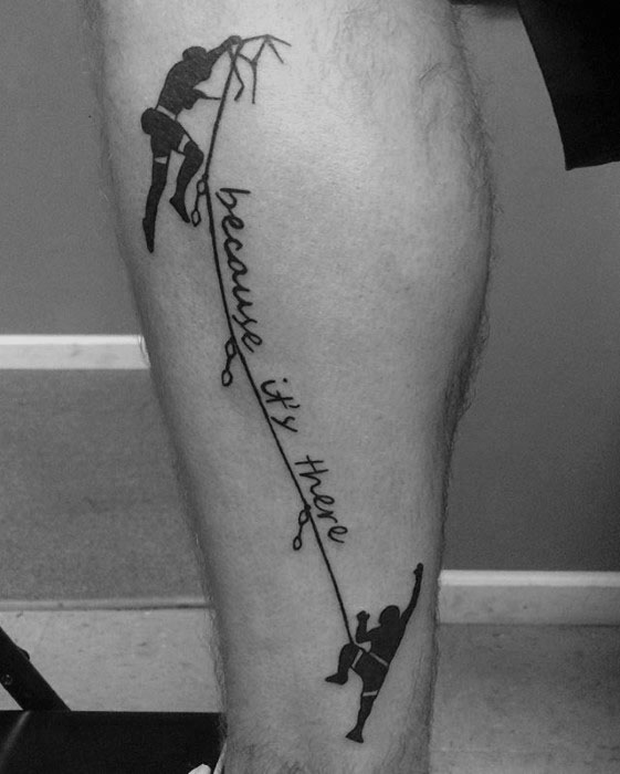 Masculine Rock Climbing Tattoos For Men On Leg