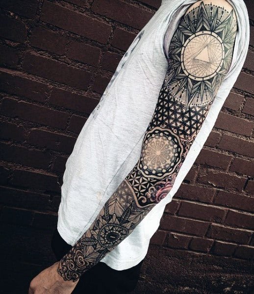 Masculine Sacred Geometry Mens Sleeves Tattoo