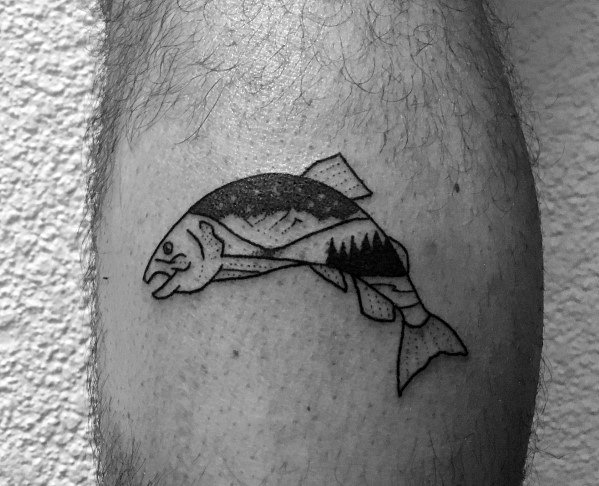 Masculine Salmon Tattoos For Men