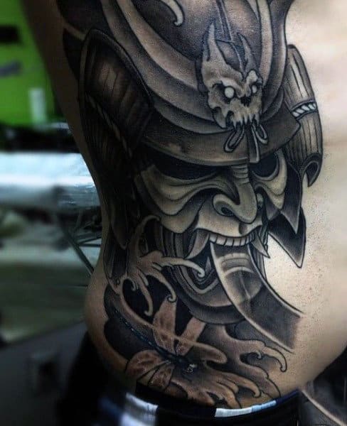 Masculine Samurai Tattoo Ideas For Men On Ribs