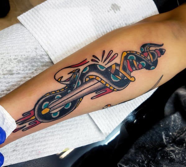 Snake, Rose, and Dagger by Cory Craft, Black Swan Tattoo, Lakeland Fl. : r/ tattoo