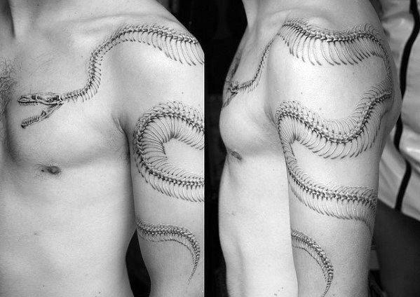 Masculine Snake Skeleton Tattoos For Men
