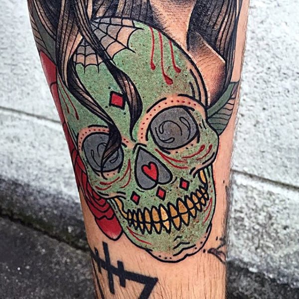 Masculine Sugar Skull Tattoo For Men