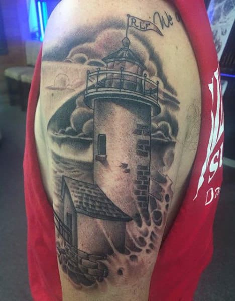 Masculine Tattoo Of Lighthouses For Men