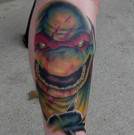 Masculine Teenage Mutant Ninja Turtles Guys Leg Tattoo Designs