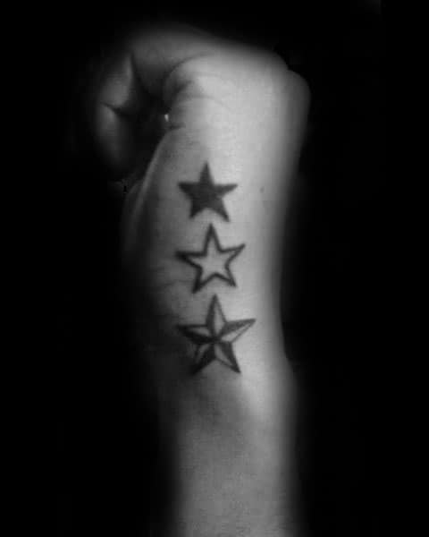 Masculine Three Stars Side Hand Tattoos For Men
