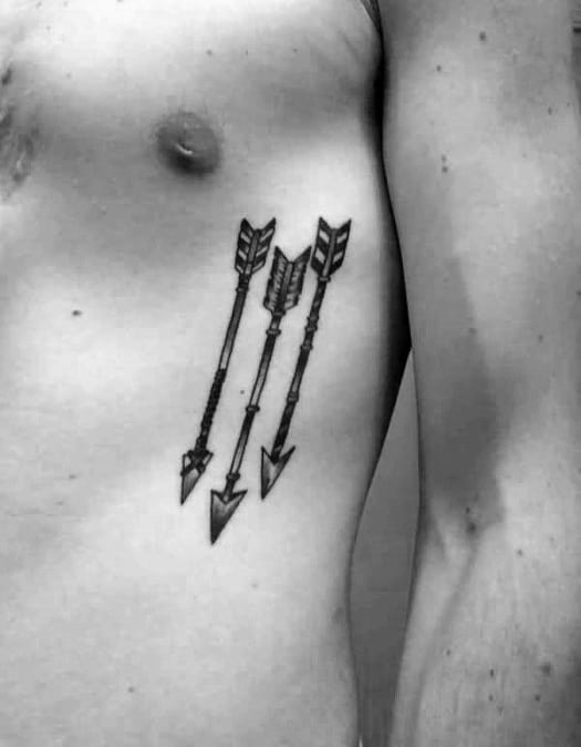 Masculine Traditional Arrows Guys Rib Cage Side Tattoo Ideas