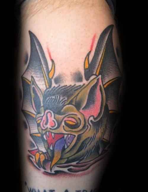 Masculine Traditional Bat Tattoos For Men