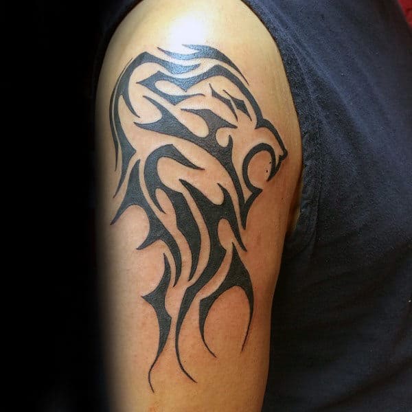 Masculine Tribal Lion Arm Male Tattoo