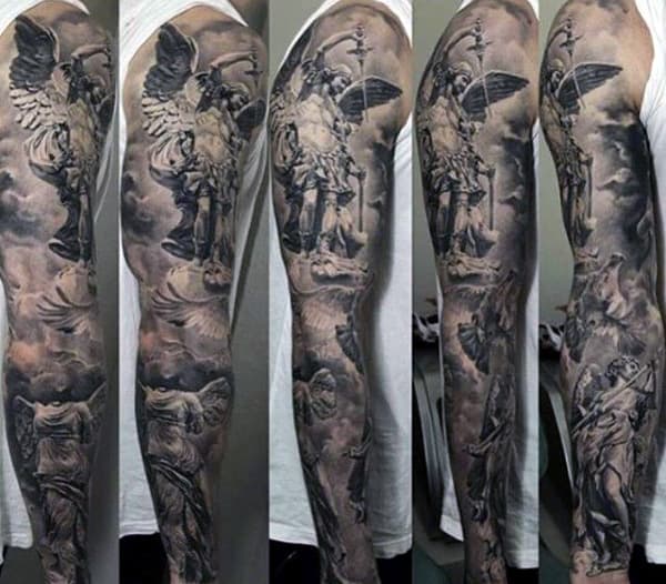 Masculine Unique Mens Full Sleeve Angel Tattoos